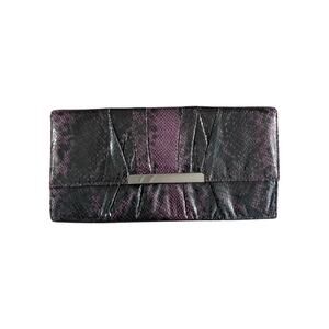 POPPIE JONES Purple & Black Snake Skin Clutch Handbag Size Large Large